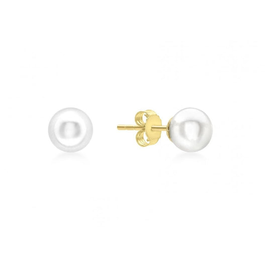 9CT YELLOW GOLD 6MM PEARL STUD EARRINGS