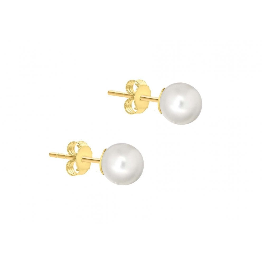 9CT YELLOW GOLD 6MM PEARL STUD EARRINGS