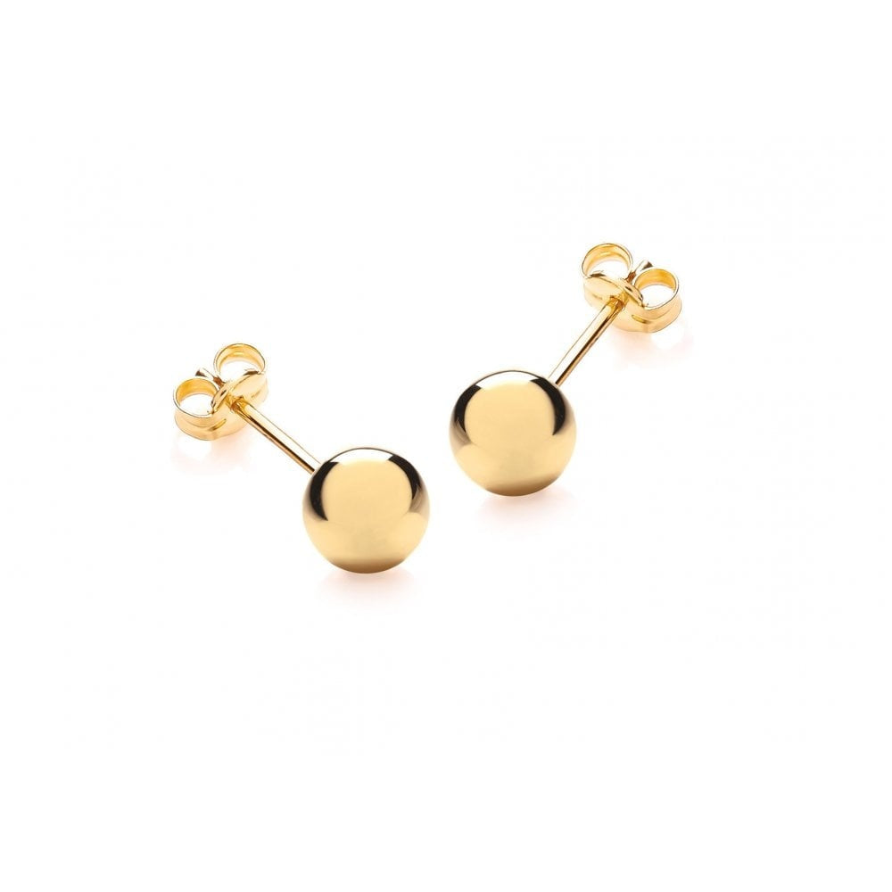 9CT YELLOW GOLD 6MM POLISHED BALL STUD EARRINGS