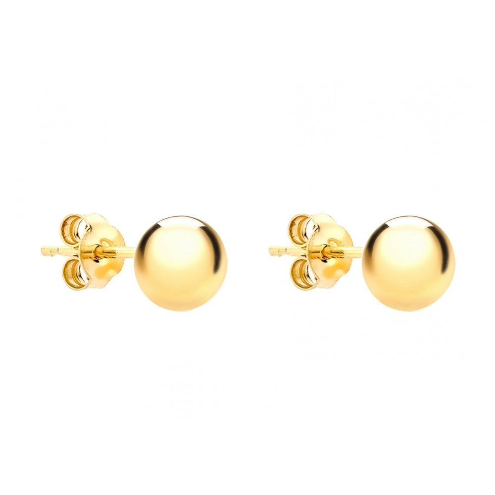 9CT YELLOW GOLD 6MM POLISHED BALL STUD EARRINGS