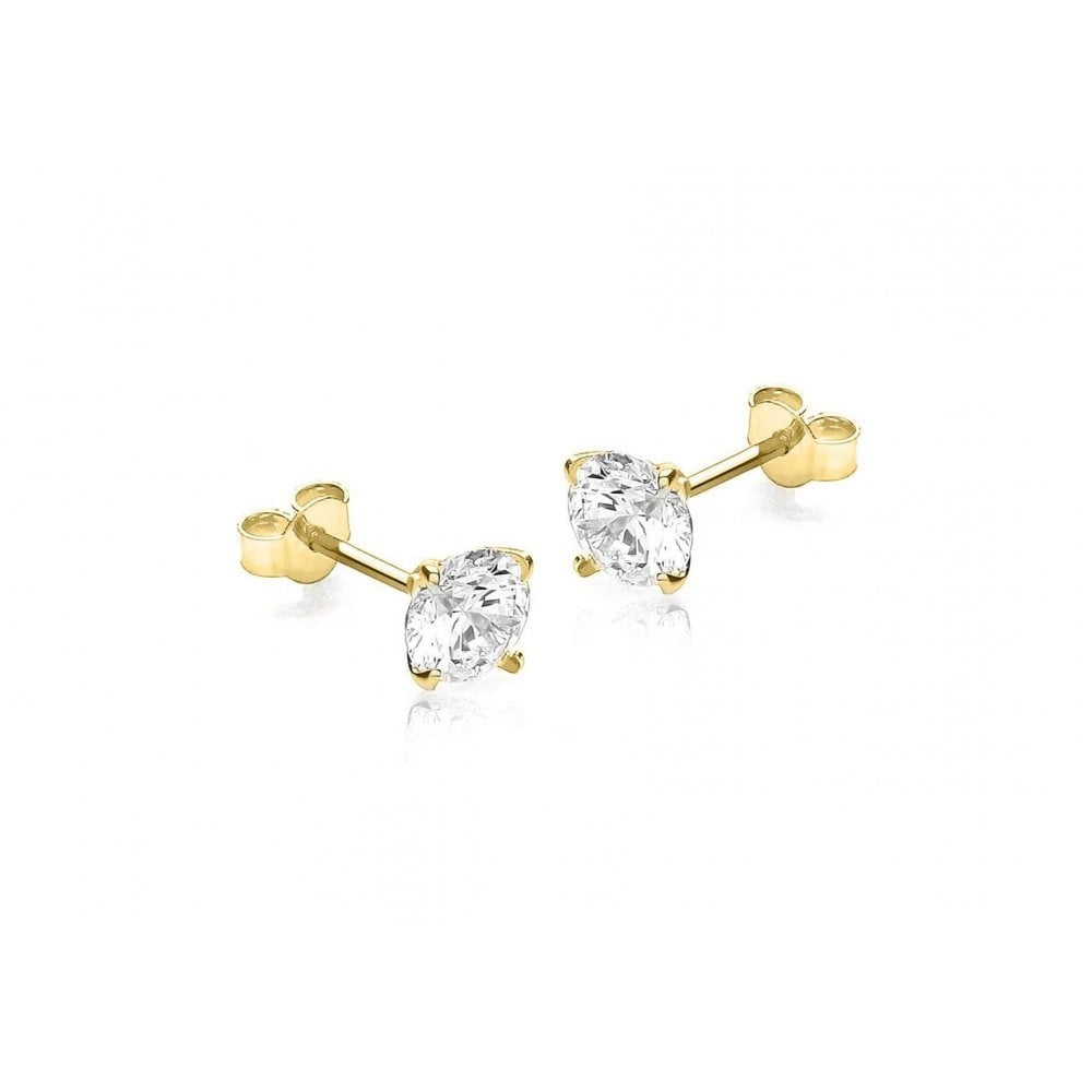 9CT YELLOW GOLD 6MM ROUND CZ STUD EARRINGS