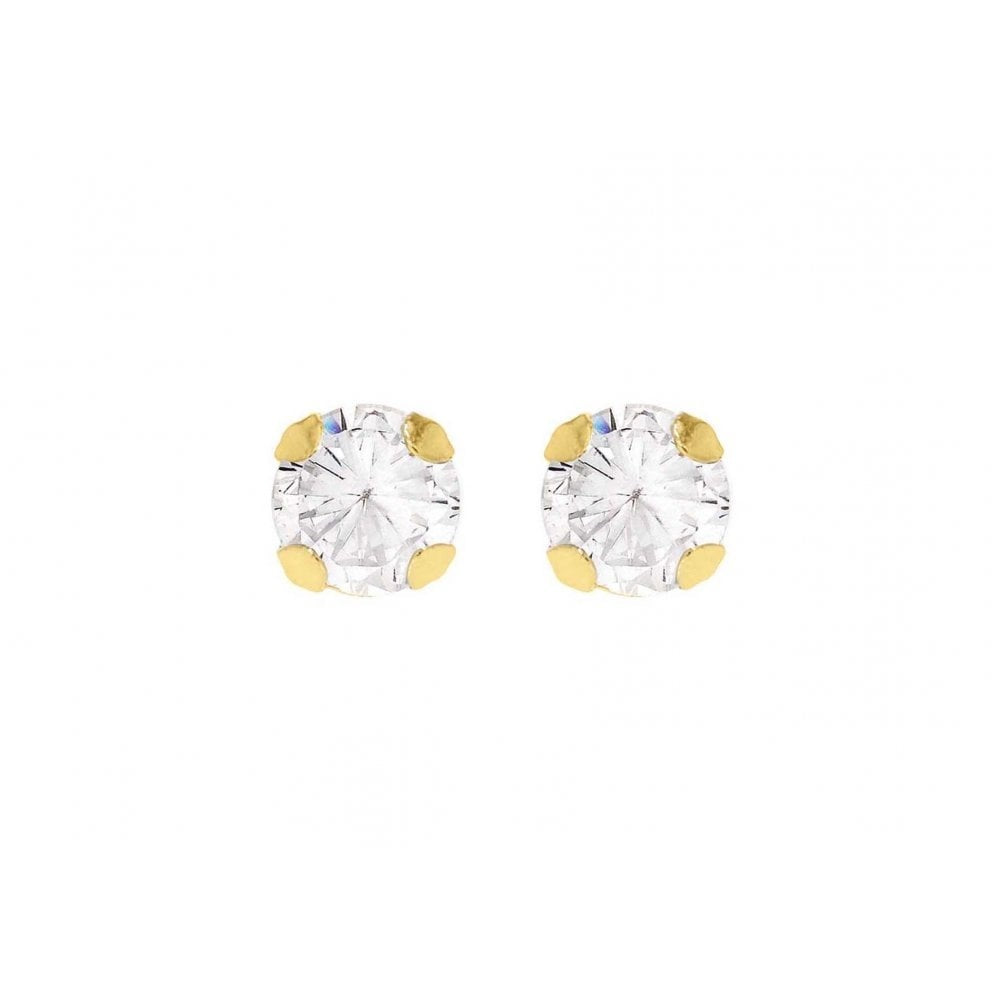9CT YELLOW GOLD 6MM ROUND CZ STUD EARRINGS