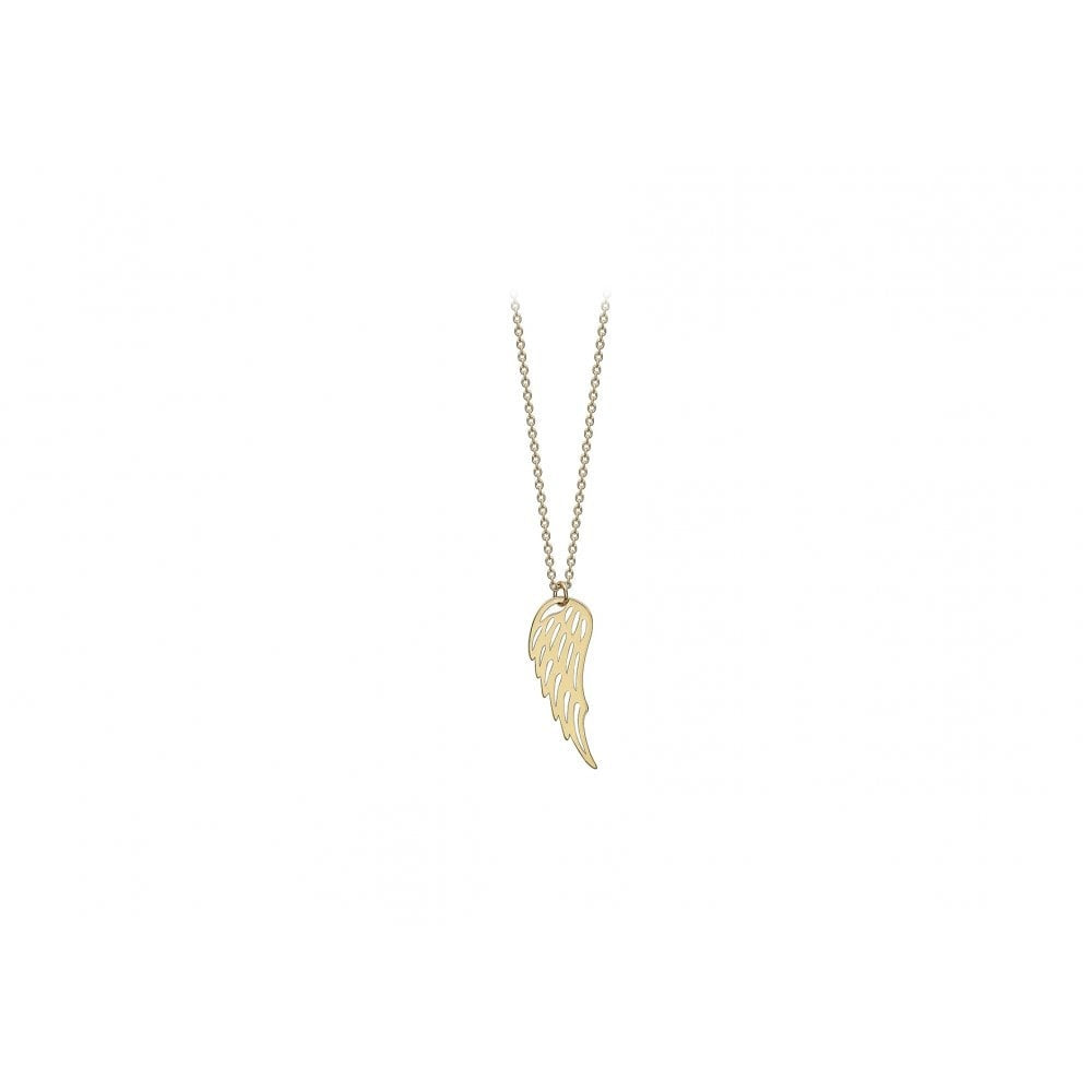 9CT YELLOW GOLD 7.5MM X 20.5MM CUTOUT ANGEL WING ADJUSTABLE NECKLACE 41CM/16"-43CM/17"