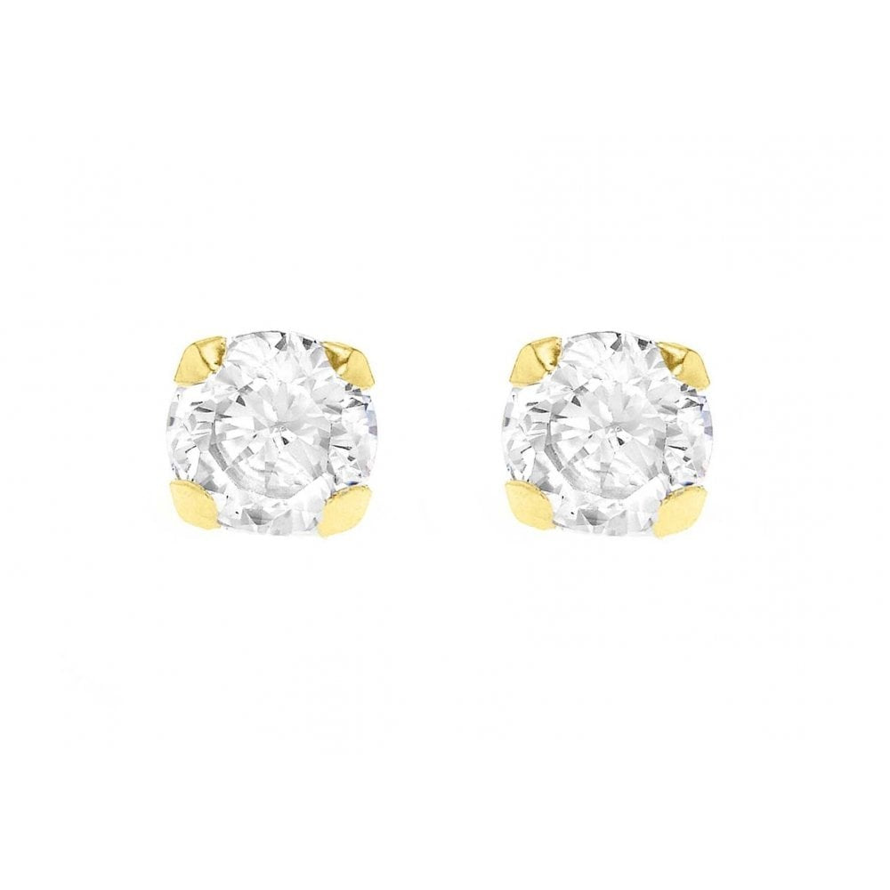 9CT YELLOW GOLD 7MM ROUND CZ STUD EARRINGS