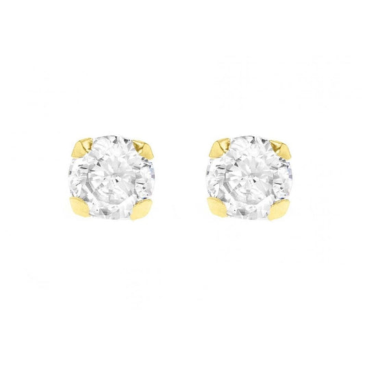 9CT YELLOW GOLD 7MM ROUND CZ STUD EARRINGS
