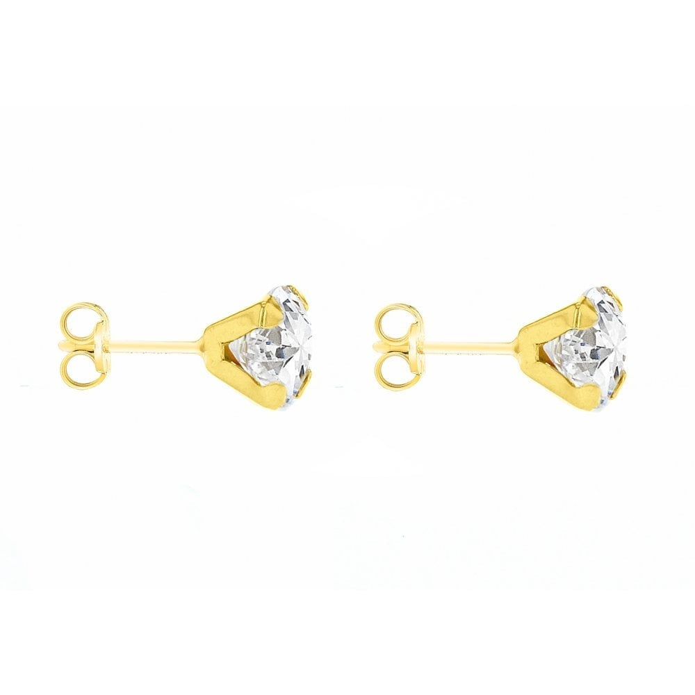 9CT YELLOW GOLD 7MM ROUND CZ STUD EARRINGS
