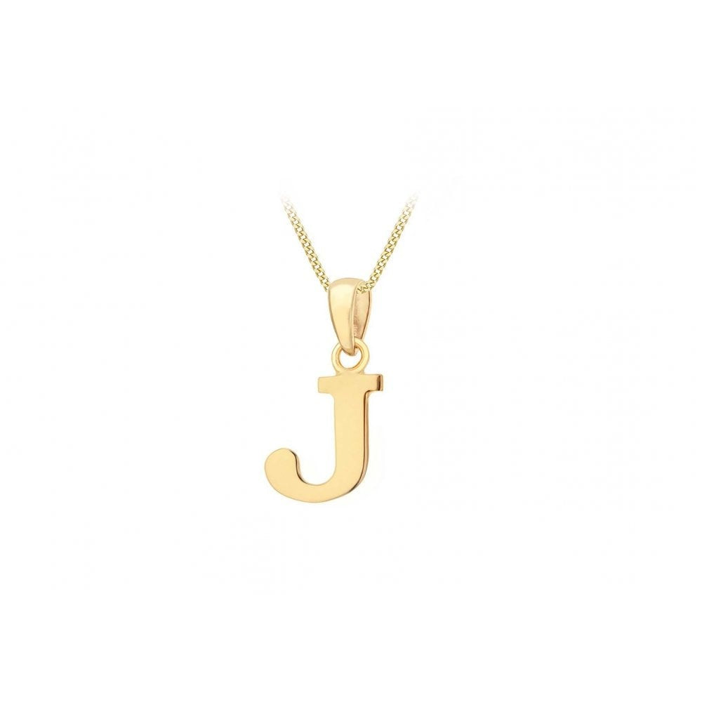 9CT YELLOW GOLD 8.6MM X 16MM PLAIN J INITIAL PENDANT