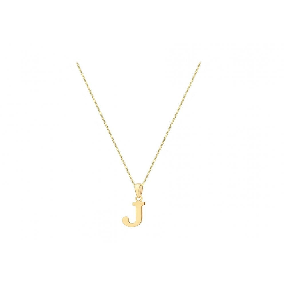 9CT YELLOW GOLD 8.6MM X 16MM PLAIN J INITIAL PENDANT