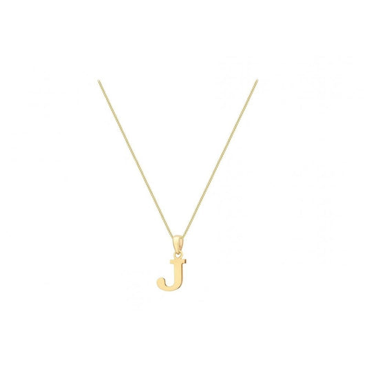 9CT YELLOW GOLD 8.6MM X 16MM PLAIN J INITIAL PENDANT