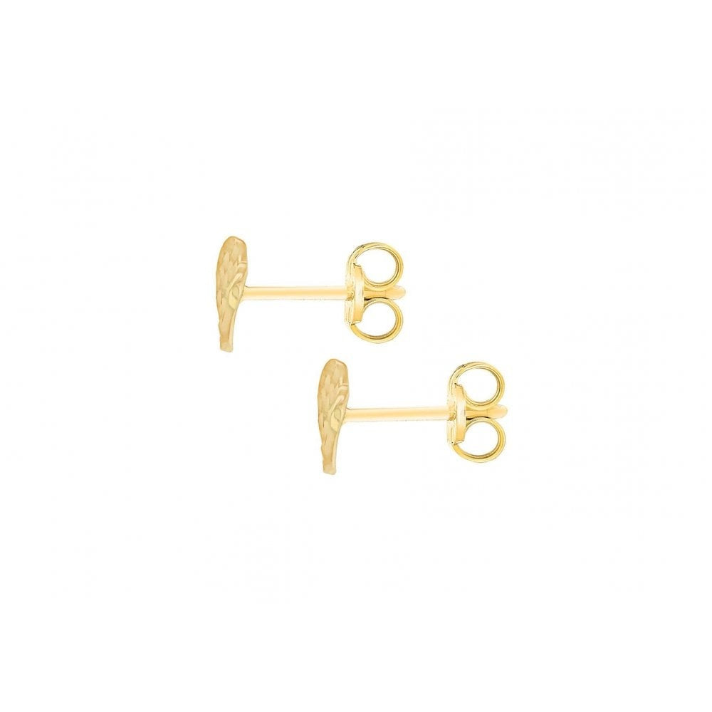 9CT YELLOW GOLD 8.8MM X 7MM DIAMOND CUT CURVED HEART STUD EARRINGS
