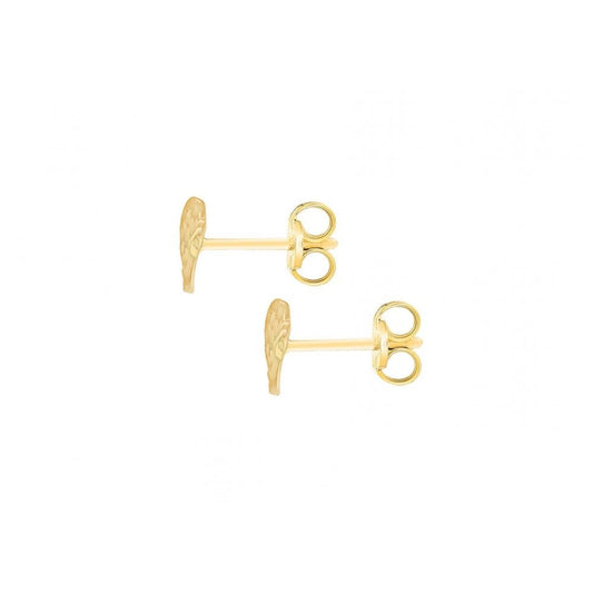 9CT YELLOW GOLD 8.8MM X 7MM DIAMOND CUT CURVED HEART STUD EARRINGS