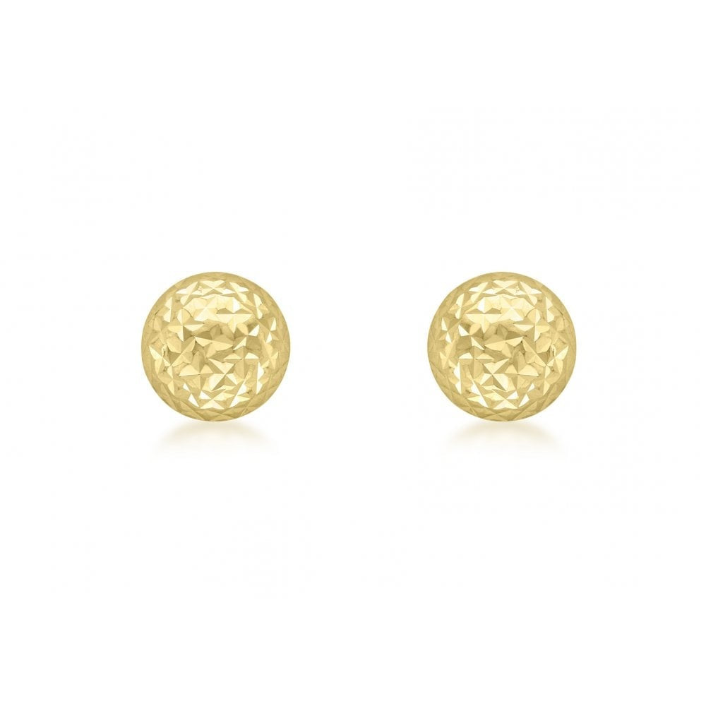 9CT YELLOW GOLD 8MM DIAMOND CUT DOME STUD EARRINGS