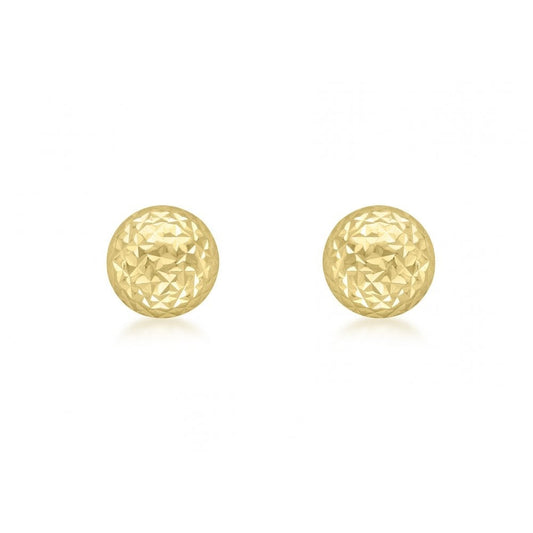 9CT YELLOW GOLD 8MM DIAMOND CUT DOME STUD EARRINGS
