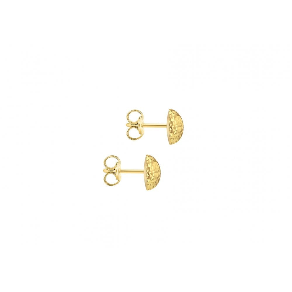 9CT YELLOW GOLD 8MM DIAMOND CUT DOME STUD EARRINGS