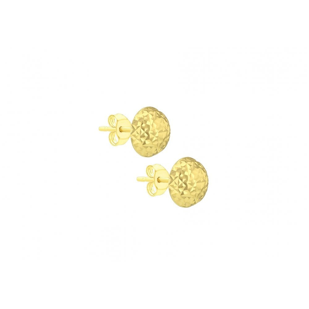 9CT YELLOW GOLD 8MM DIAMOND CUT DOME STUD EARRINGS