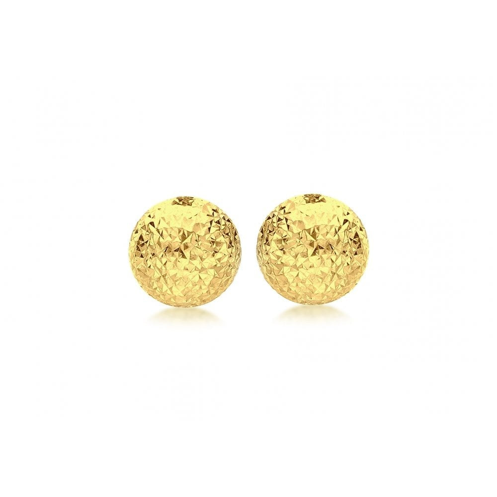 9CT YELLOW GOLD 8MM DIAMOND CUT HALF-BALL STUD EARRINGS
