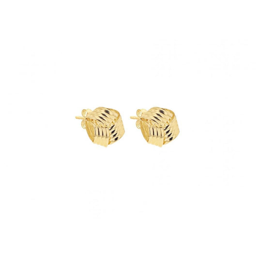 9CT YELLOW GOLD 8MM RIBBED KNOT STUD EARRINGS