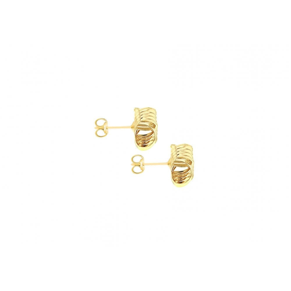 9CT YELLOW GOLD 8MM RIBBED KNOT STUD EARRINGS