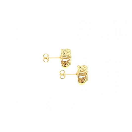 9CT YELLOW GOLD 8MM RIBBED KNOT STUD EARRINGS