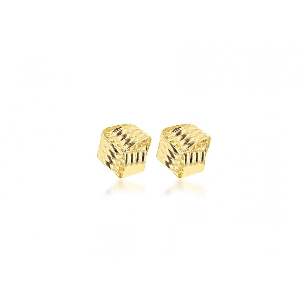 9CT YELLOW GOLD 8MM RIBBED KNOT STUD EARRINGS
