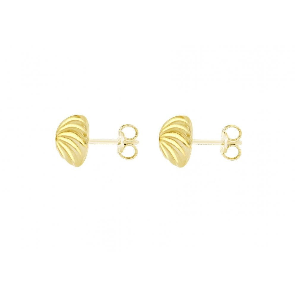 9CT YELLOW GOLD 8MM SWIRL-DETAIL DOME STUD EARRINGS