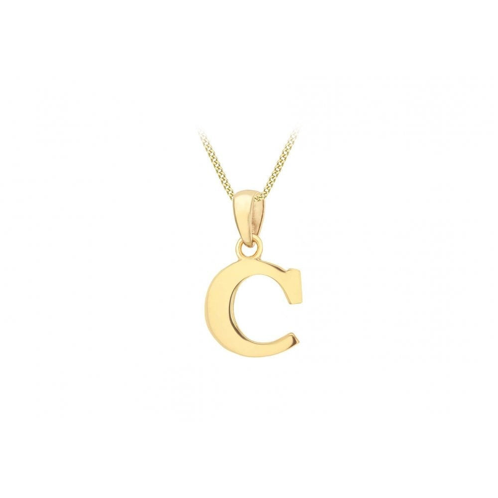9CT YELLOW GOLD 9.7MM X 16MM PLAIN ####C#### INITIAL PENDANT