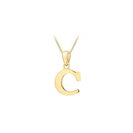 9CT YELLOW GOLD 9.7MM X 16MM PLAIN ####C#### INITIAL PENDANT