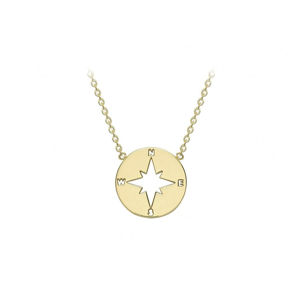 9CT YELLOW GOLD 9.8MM CUTOUT COMPASS NECKLACE