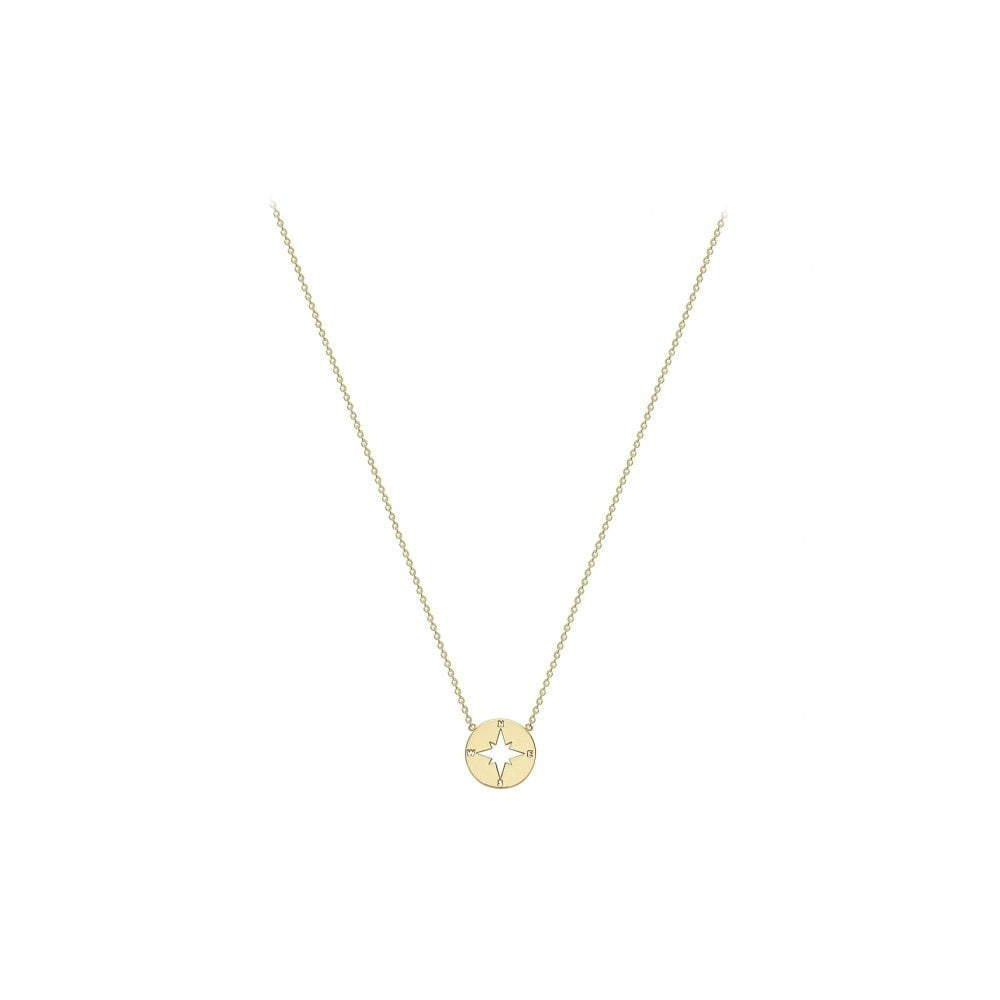 9CT YELLOW GOLD 9.8MM CUTOUT COMPASS NECKLACE