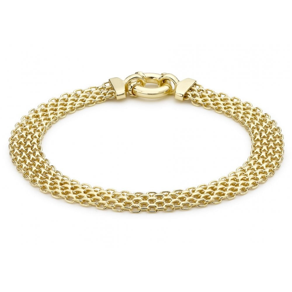 9CT YELLOW GOLD BISMARK BRACELET 19CM/7.5"