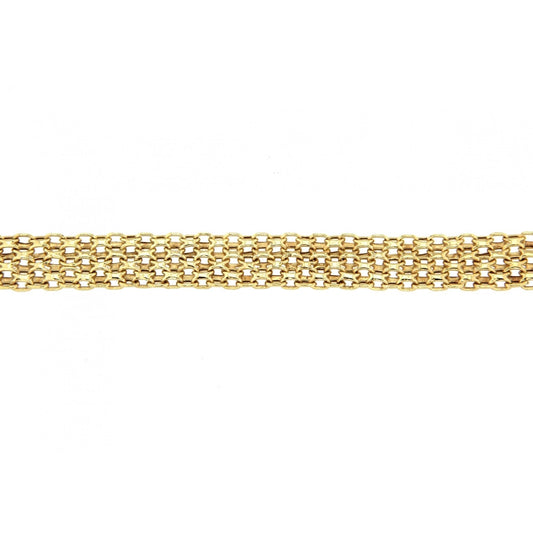 9CT YELLOW GOLD BISMARK BRACELET 19CM/7.5"