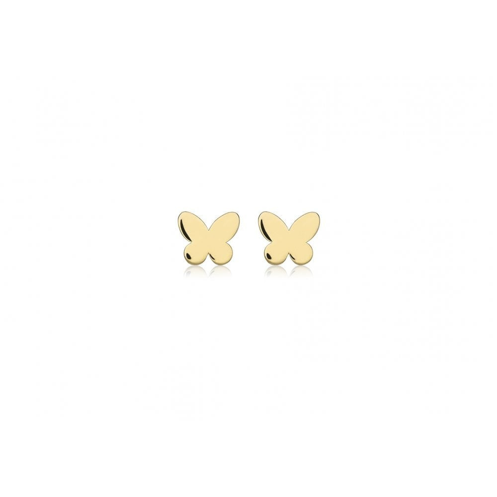 9CT YELLOW GOLD BUTTERFLY STUD EARRINGS