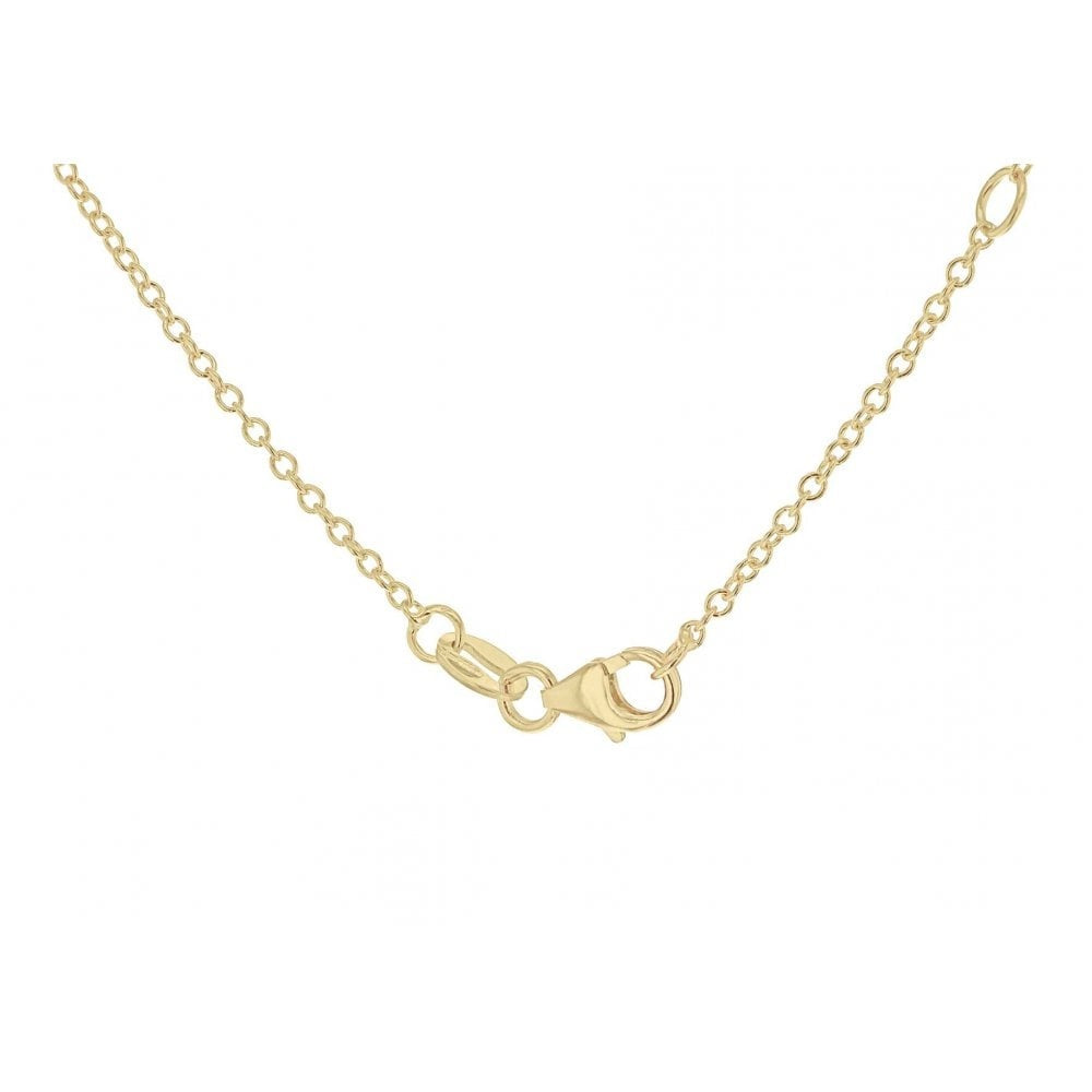 9CT YELLOW GOLD CZ 11MM X 13MM ROSE ADJUSTABLE NECKLACE 43CM/17"- 46CM/18"