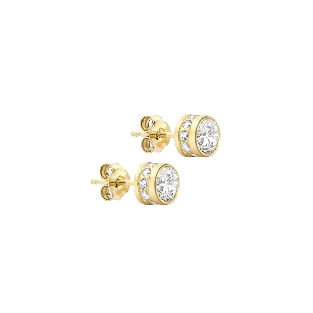 9CT YELLOW GOLD CZ 5MM ROUND STUD EARRINGS