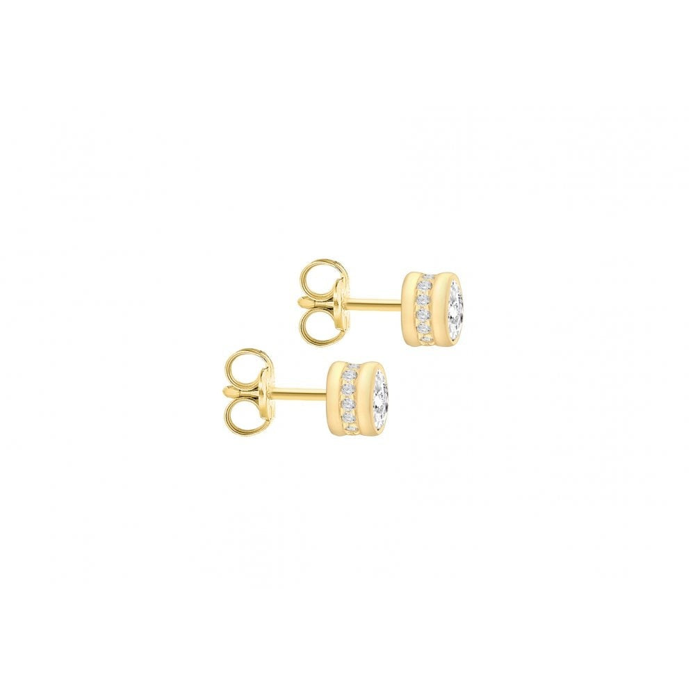 9CT YELLOW GOLD CZ 5MM ROUND STUD EARRINGS