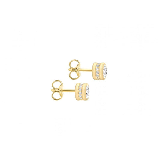 9CT YELLOW GOLD CZ 5MM ROUND STUD EARRINGS