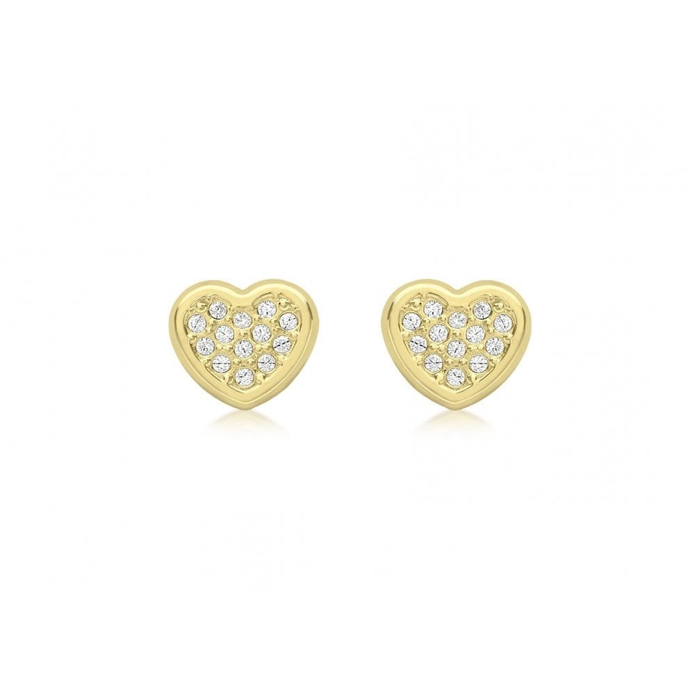 9CT YELLOW GOLD CZ 6MM X 6MM HEART STUD EARRINGS