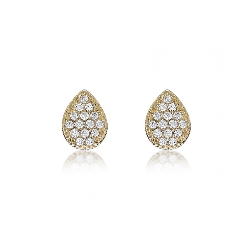 9CT YELLOW GOLD CZ 6MM X 8MM PEAR SHAPED STUD EARRINGS