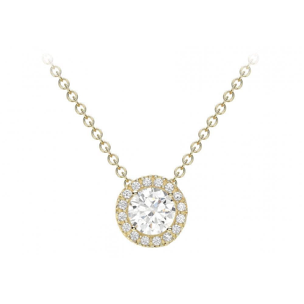9CT YELLOW GOLD CZ 7.6MM SLIDING PENDANT NECKLACE 46CM/18"