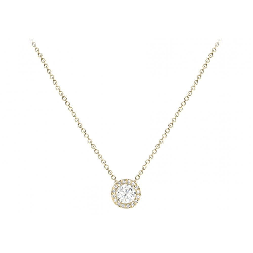9CT YELLOW GOLD CZ 7.6MM SLIDING PENDANT NECKLACE 46CM/18"
