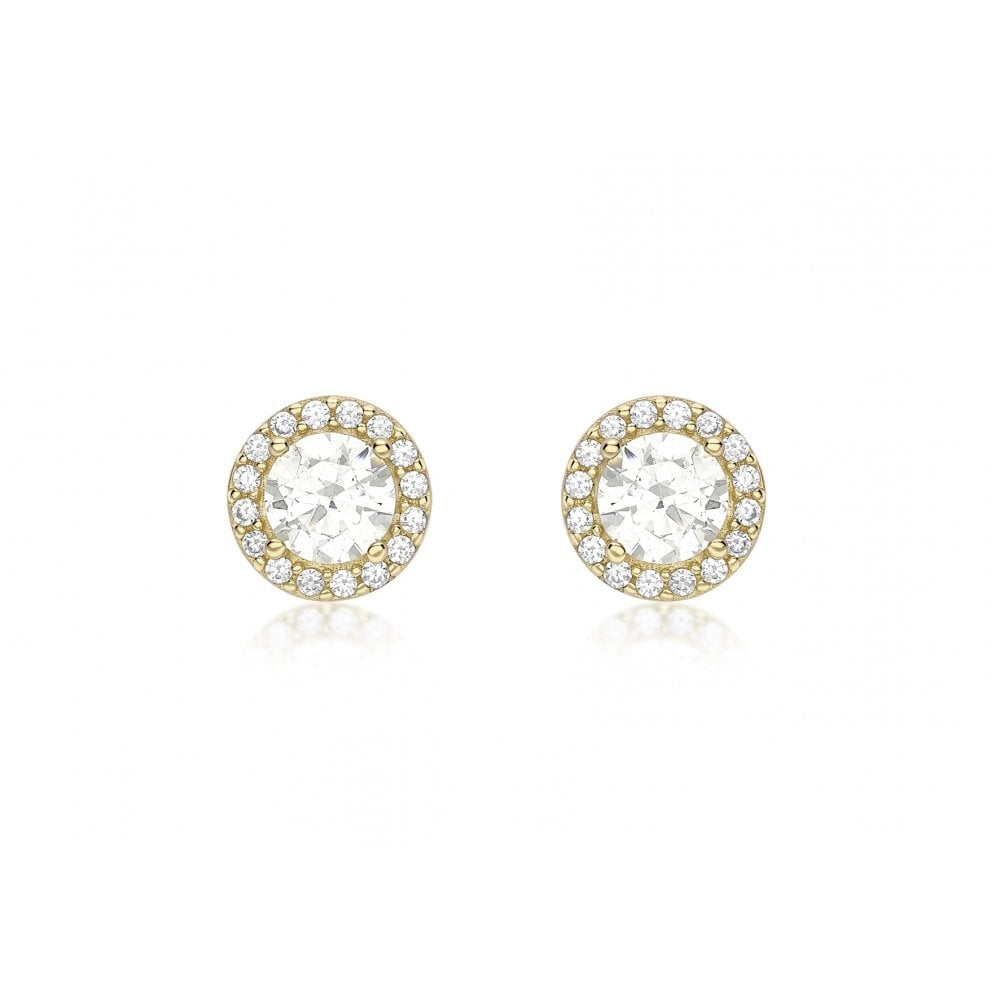 9CT YELLOW GOLD CZ 7.7MM STUD EARRINGS