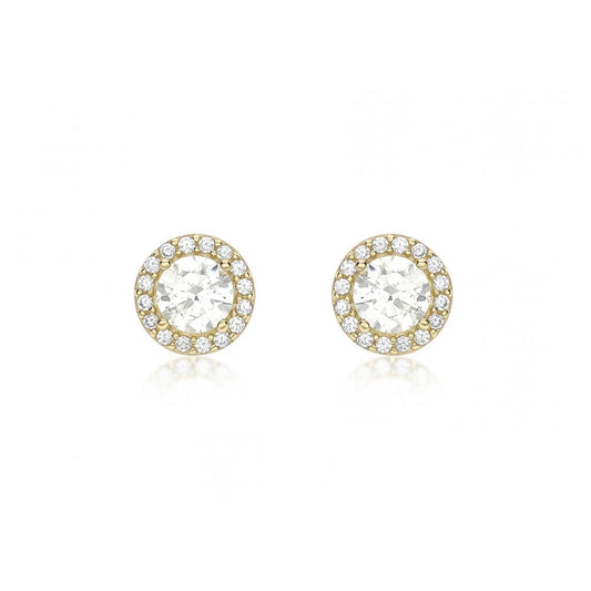 9CT YELLOW GOLD CZ 7.7MM STUD EARRINGS