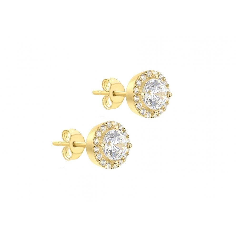 9CT YELLOW GOLD CZ 7.7MM STUD EARRINGS
