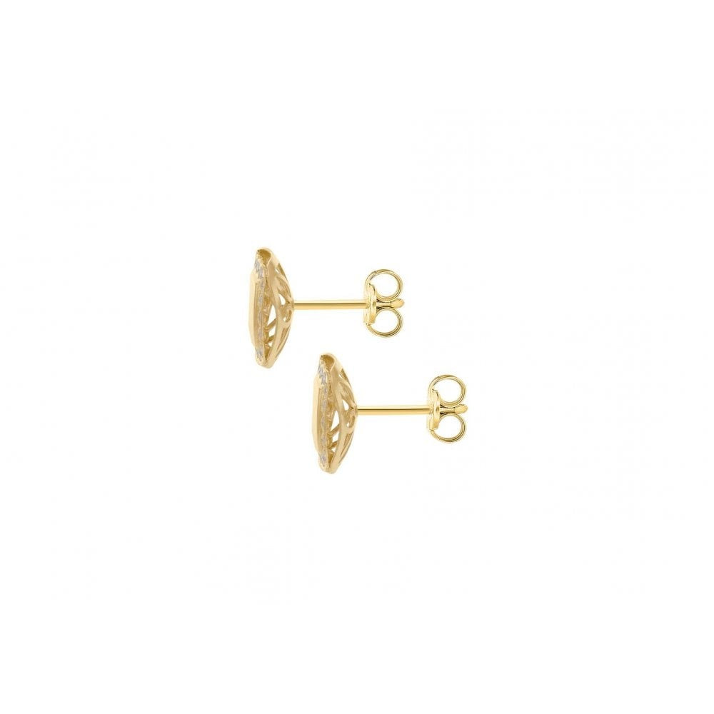 9CT YELLOW GOLD CZ 7.8MM X 7.8MM SQUARE STUD EARRINGS