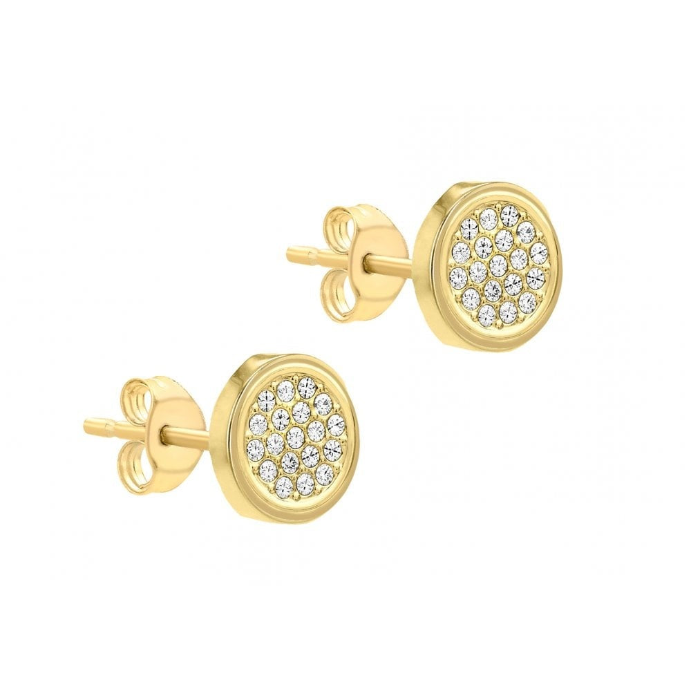9CT YELLOW GOLD CZ 7MM DISC STUD EARRINGS