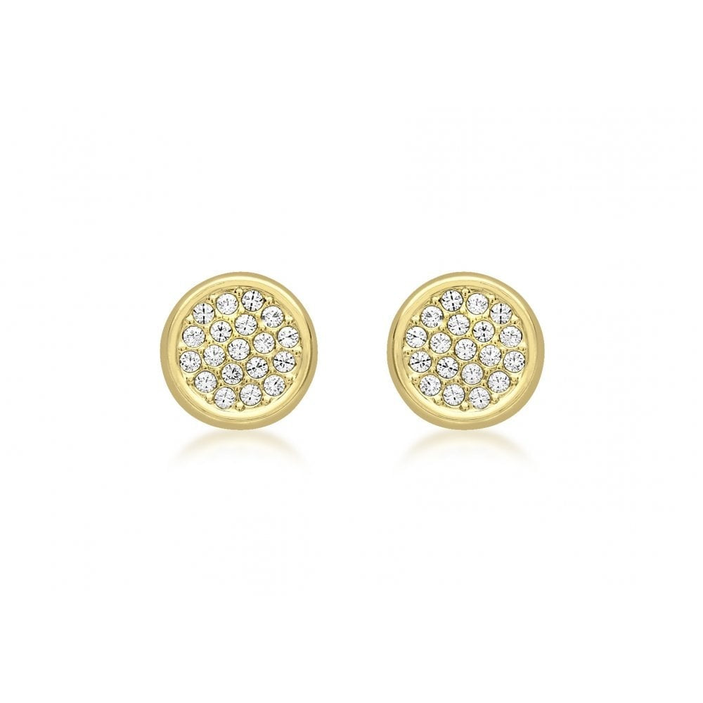 9CT YELLOW GOLD CZ 7MM DISC STUD EARRINGS