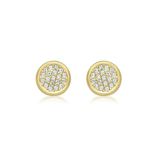 9CT YELLOW GOLD CZ 7MM DISC STUD EARRINGS