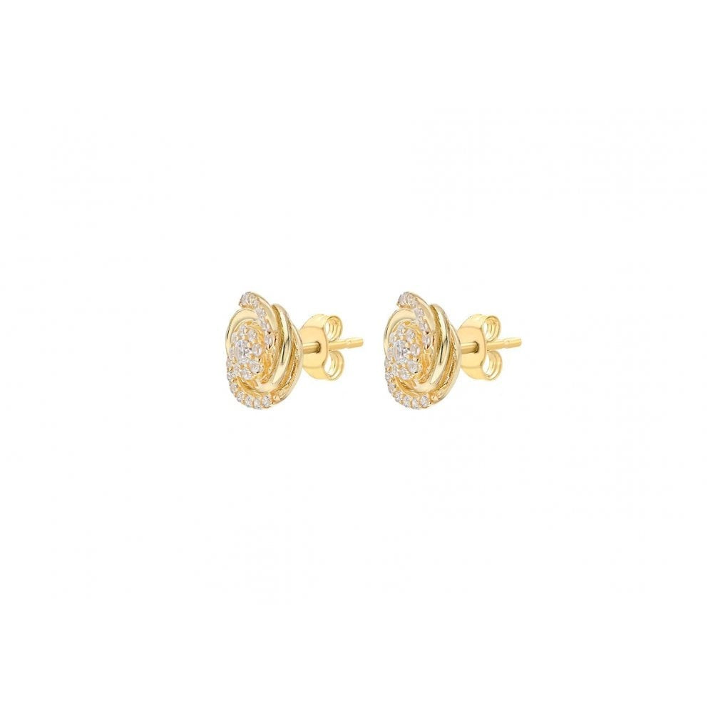 9CT YELLOW GOLD CZ 9MM ROSE STUD EARRINGS