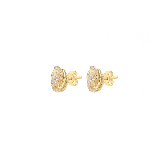 9CT YELLOW GOLD CZ 9MM ROSE STUD EARRINGS