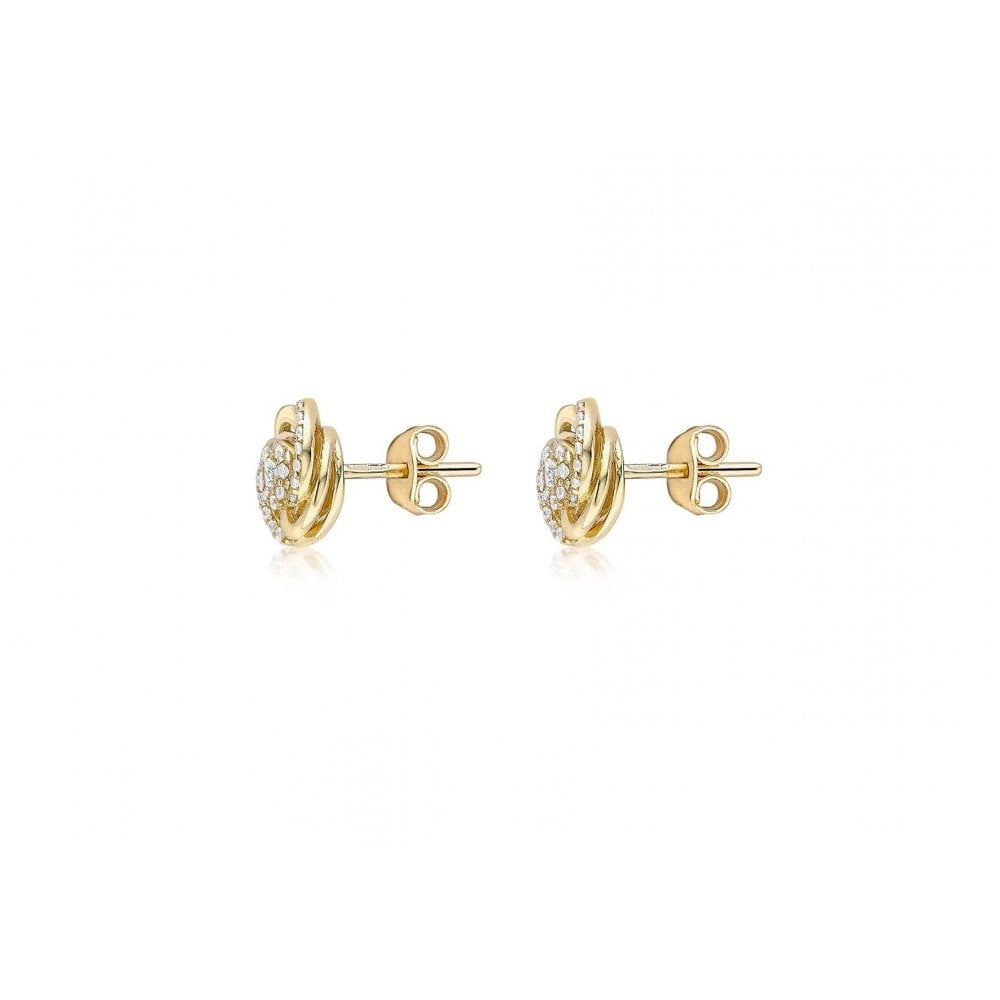 9CT YELLOW GOLD CZ 9MM ROSE STUD EARRINGS